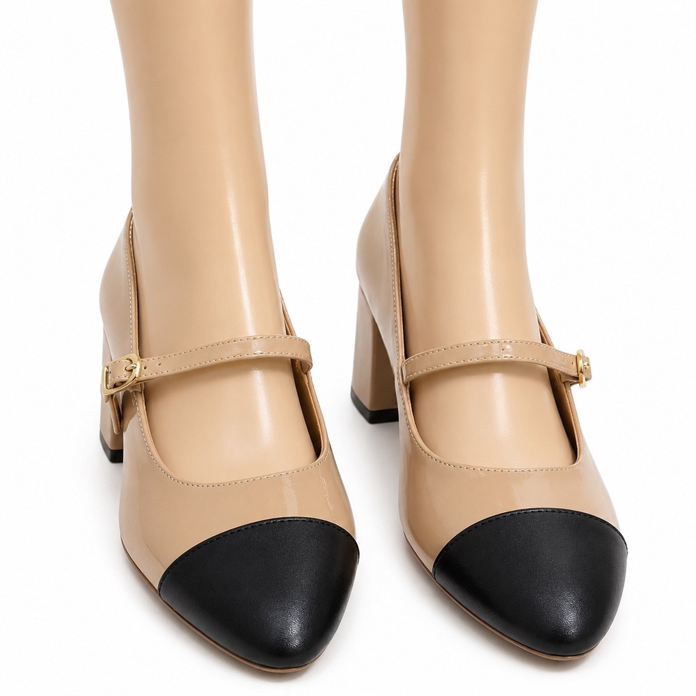 Nordstrom Rack Jackie Cap Toe Mary Jane Pump Patent Light Brown, Tan Size 8M 422